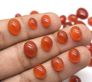 Cabochons ovales calibrés en pierres précieuses en vrac de cornaline orange naturelle 7X5mm à 20X15mm pour la fabrication de bijoux - Product Image 6
