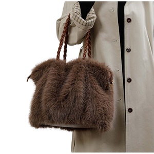 Bolso de Mano de Piel Sintética para Mujer, Bolso de Gran Capacidad para Compras, Bolso Tote de Pana y Sherpa para Invierno - Product Image 1