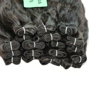 Extensiones de cabello humano virgen de templo indio suave Natural 100% Paquetes de tejido de estilo ondulado negro sin procesar - Product Image 5