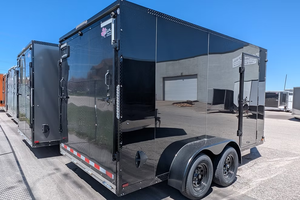 Free Shipping Black Steel Enclosed Cargo Trailer 7x16 V-Nose Aluminum Trim Max Payload 45kg 45m Double Axle LED <b>Light</b> - Product Image 6