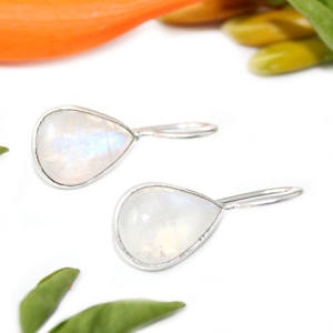 Boucles d'oreilles lunette plaquées argent dernier style nouveau conçu Rambo pierre de lune en forme de goutte cadeau pour femmes et filles - Product Image 2