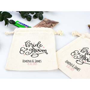 Sacs fourre-tout en coton personnalisés pour mariage, design personnalisé mariée et marié - Product Image 4