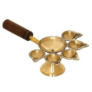 Diya moderne en laiton, 5 mèches en coton, support mobile, thème ange, artisanat décoratif fait main, poli, marque IBS, anniversaire - Product Image 4