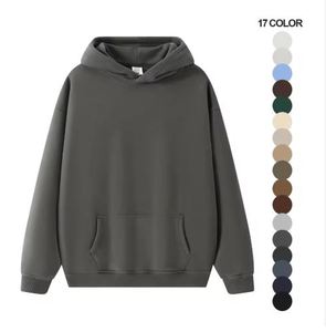 Sweat à capuche personnalisé sans ficelle, poids lourd 350 g/m², sweats à capuche vierges surdimensionnés en polaire unie - Product Image 1