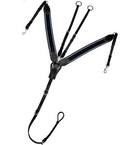 Plastron rembourré en cuir de cheval à trois points avec attache de course-bleu marine élastique - Product Image 5