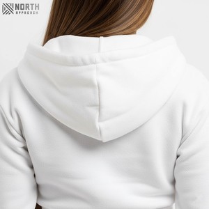 Wholesale Custom Logo Cotton Cropped Hoodie Women Luxury Design Pocket Short Length Back Position <b>Crop</b> <b>Top</b> Hoodie <b>Top</b> Selling - Product Image 4