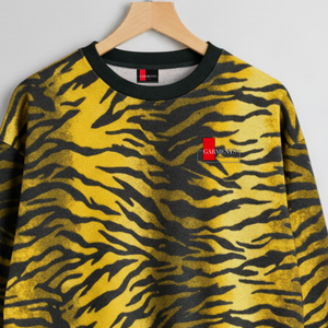 เสื้อสเวตเชิ้ตคอกลมลายเสือพิมพ์ลายทั่วตัวสำหรับผู้ชาย |   ผ้าฟลีซผ้าฝ้าย 100% |   เสื้อสตรีทแวร์แบบสวมหัวสั่งทำพิเศษจากโรงงาน (OEM) - Product Image 1