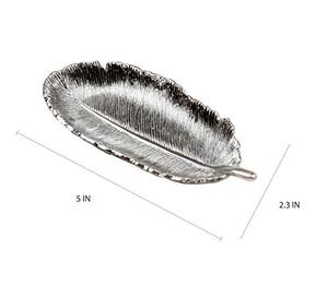 Marufung Assiette décorative en forme de plume en métal argenté/doré 5.9cm X12.7cm X1.7cm - Product Image 1