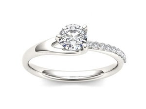 Anillos de Compromiso y Matrimonio Apilables de Moda con Incrustaciones de Diamantes en Oro Amarillo con Certificación IGI, Engaste de 4 Puntas, para Regalo - Product Image 6
