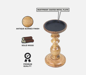 Support de bougie unique en bois de manguier tourné et béton pour les décorations de Pâques et de la Saint-Valentin - Product Image 3