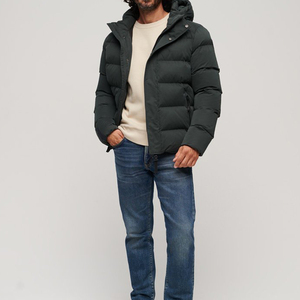 Veste matelassée unisexe en toile à col montant, imperméable, écologique, avec logo personnalisé pour l'hiver, avec rembourrage en fibre de polyester 100% pour hommes - Product Image 2
