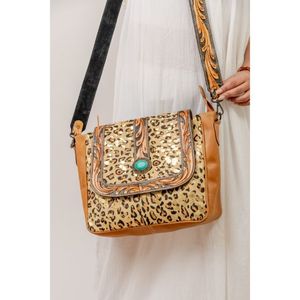 Style bohème cheveux sur peau de vache fourrure sac en cuir à la main Preppy japon Style fronde sac à main avec frange chaîne décoration hiver - Product Image 2