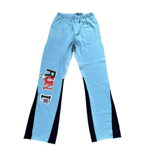 Factory Wholesale Custom Embroidery Patch Logo Men's Acid Wash Flare Sweatpants Jogger Pants for Men - Product Image 1