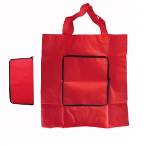 Custom Logo CMYK printed RPET Foldable Polyester Pocket bag Reusable Shopping bag high quality ready to export