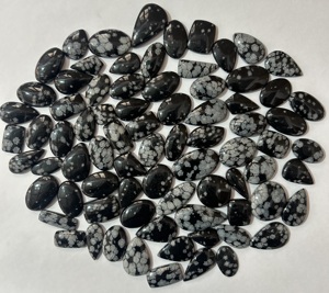 Joyería de piedras preciosas sueltas de obsidiana de copo de nieve Natural de tamaño pequeño de alta calidad con piedra de cristal curativa de ópalo de cristal de moissanita, - Product Image 1