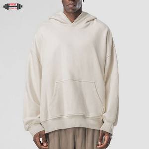 Sudadera con capucha de lana de invierno de alta calidad, ropa de calle, 300gsm, sin cuerdas, 100% algodón, Unisex para hombres, hombros caídos, peso pesado - Product Image 4