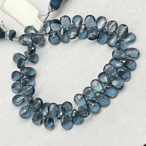Cuentas de Briolette con forma de pera facetadas de Topacio Azul de Londres natural de buena calidad, piedras preciosas de cuentas naturales para joyería - Product Image 6