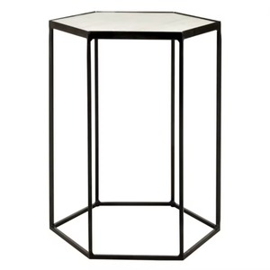 โต๊ะข้างโลหะสีทองแบบโบราณพร้อมกระจกทรงกลมสำหรับตกแต่งบ้านเฟอร์นิเจอร์ห้องนั่งเล่น - Product Image 3