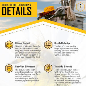Traje de Apicultura de Algodón Ligero de Buena Calidad Hecho en Pakistán con Logotipo Personalizado, Precio Económico, para Protección - Product Image 3