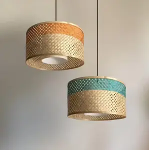 Multi color round Bamboo Lamp - Living Room Decoration- Bamboo Lights Southeast Asia Hand-Woven Pendant Light 2024