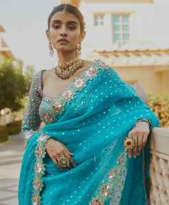 Alta calidad respetuoso con el medio ambiente transpirable Faux Georgette Saree secuencia trabajo codificación encaje espejo borde para todos los Bandana étnicos - Product Image 6