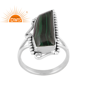 Última tendencia plata esterlina oxidada natural malaquita piedras preciosas anillo de banda dividida fabricante de joyería personalizada - Product Image 1