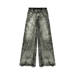 Pantalones Cargo de Hip Hop de Heavy Metal negros personalizados para hombre, 100% de algodón, cintura media, estilo de calle frontal plano - Product Image 2