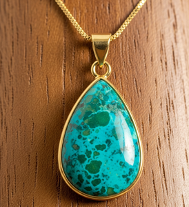 Chaîne délicate de luxe en argent Sterling 925 avec pendentif en forme de goutte de chrysocolle bohème pendentifs de mode en cristal de guérison pour cadeaux - Product Image 4