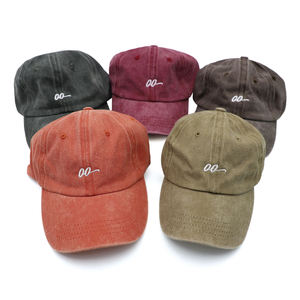 Casquette de Baseball décontractée en denim vintage vente en gros de mélange de coton/polyester respirant 5/6 panneau bord incurvé unisexe chapeau de papa en plein air - Product Image 1