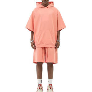 Haute qualité Streetwear deux pièces entraînement polaire joggers Shorts unisexe survêtement à capuche ensemble court hommes - Product Image 3