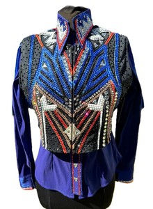 Meilleur Prix Premium Western Showmanship noir et bleu Veste d'équitation Nouveau Design - Product Image 3