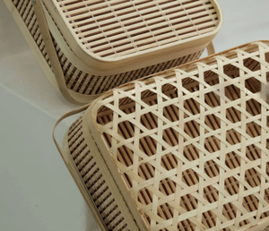 Caja de almacenamiento de bambú con tapa tejida-Acabado laminado natural, producto de Vietnam | VIET FARGIMEX - Product Image 5