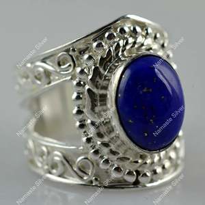 Handmade 925 Sterling Silver <b>Lapis</b> <b>Lazuli</b> <b>Ring</b> September Birthstone Gift Natural Blue Gemstone Oval Jewelry Statement Piece - Product Image 6