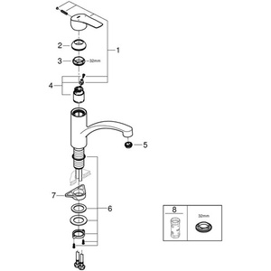 For GROHE Eurosmart 33281_3 <b>Flat</b> Spout Chrome <b>Battery</b>-Operated Kitchen Faucet EH-SPT Model - Product Image 4