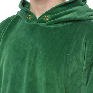 Sudadera con Capucha de Primera Calidad, Color Verde Esmeralda, Corte Clásico y Relajado, Algodón y Poliéster, Bolsillo Frontal con Parche, Terciopelo Frontal - Product Image 3