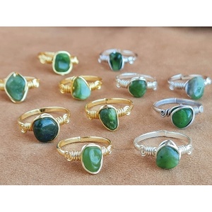 แหวนพลอยทองเหลืองชุบทองสไตล์โบฮีเมียนฝังเครื่องประดับ - Product Image 1