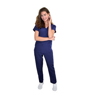 Ensembles d'uniformes médicaux en coton unisexe avec logo personnalisé Combinaisons de médecin d'infirmière d'hôpital avec pantalon de jogging - Product Image 1