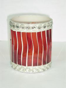 Vente en gros de porte-bougie en mosaïque élégant, pièces de verre découpées à la main complexes pour la décoration de la maison à Noël et la Saint-Valentin - Product Image 5