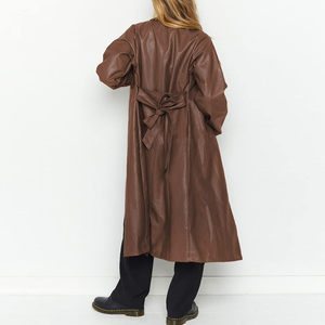 Nuevo Abrigo Largo de Cuero para Mujer, Estilo Casual, Alta Calidad, Transpirable, Hecho a Medida, el Mejor Diseño, Abrigos Largos de Cuero Vacuno para Mujer - Product Image 2