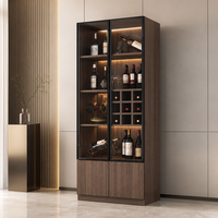 Meuble à vin de luxe moderne en bois écologique, réglable en hauteur, avec éclairage LED, présentoir modulaire pour salon et salle à manger