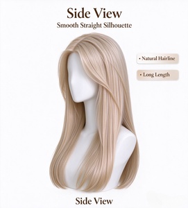 Peluca Larga y Lisa Rubio Claro, Fibra Premium, Línea de Cabello Natural, Suave y Sedosa, para Uso Diario - Product Image 4