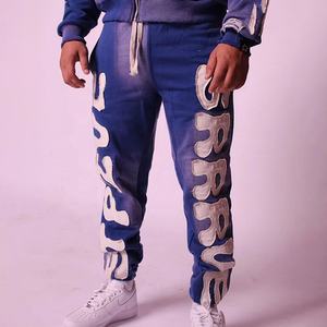 Bulk Buy Streetwear Apparel Discount Price Custom Graphic Print Pullover Hoodie <b>Jogger</b> Set <b>Denim</b> Tear Sweatsuit 100% Cotton Low - Product Image 4