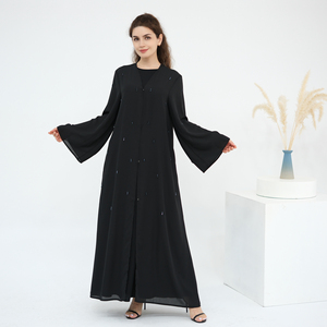 Ramadan EID Chiffon Open Abaya Dubai <span class=keywords><strong>turchia</strong></span> <span class=keywords><strong>abbigliamento</strong></span> islamico con abbellimenti tradizionali abiti musulmani ricamati Abaya - Product Image 5