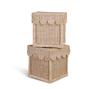 New Arrival Hot Trending Scalloped Rattan Gift <b>Basket</b> with Lid for Storage & Holiday <b>Toy</b> <b>Basket</b> From Vietnam Factory - Product Image 5