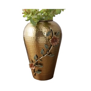 Aluminum Flower <b>vase</b> with Brass antique finished metal pots and planters Garden accessories Cheap metal <b>vases</b> customized IQBAL C - Product Image 1