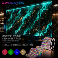 Feuille LED flexible professionnelle DC24V 50W/m 1296 LED/m RGBW CRI>80 pour éclairage uniforme, idéale pour caissons lumineux en tissu et murs publicitaires