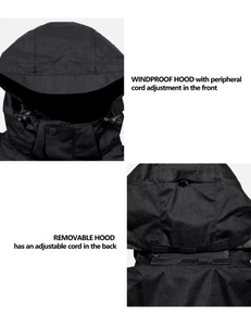 Veste Softshell pour homme d'hiver à capuche imperméable coupe-vent longue fine respirante veste enduite OEM personnalisée - Product Image 4