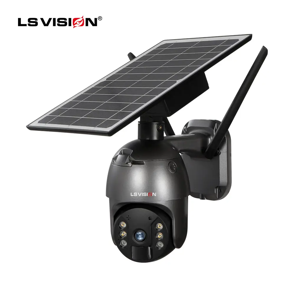 LS VISION 8W 15M 4GSIMソーラーパワーカメラPTZズームCCTV屋外セキュリティカメラGSM1080P 4MPPIR低電力ソーラー