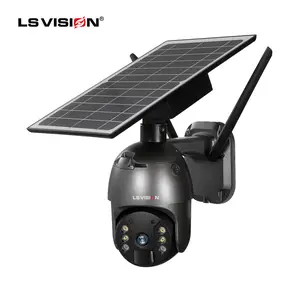 LS VISION กล้องพลังงานแสงอาทิตย์8W 15M 4G,กล้อง CCTV ระบบซูม PTZ กล้องนิรภัยกลางแจ้งระบบ GSM 1080P 4MP PIR พลังงานต่ำพลังงานแสงอาทิตย์