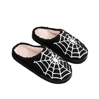 Nouvelles pantoufles d'hiver en peluche doublées de style toile d'araignée pour Halloween, très vendues et personnalisables